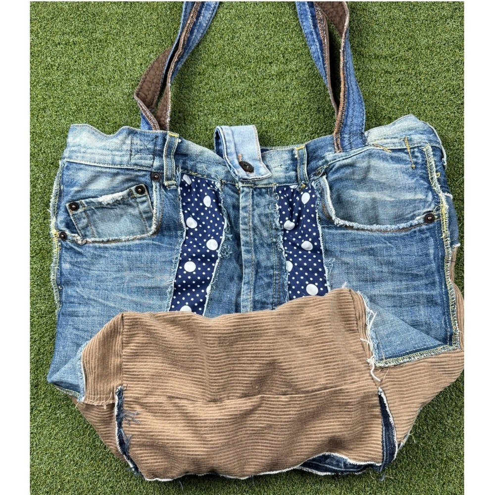 Clancy Jrs California Denim Patchwork Tote Bag Vintage Upcycled‎ Jean Purse